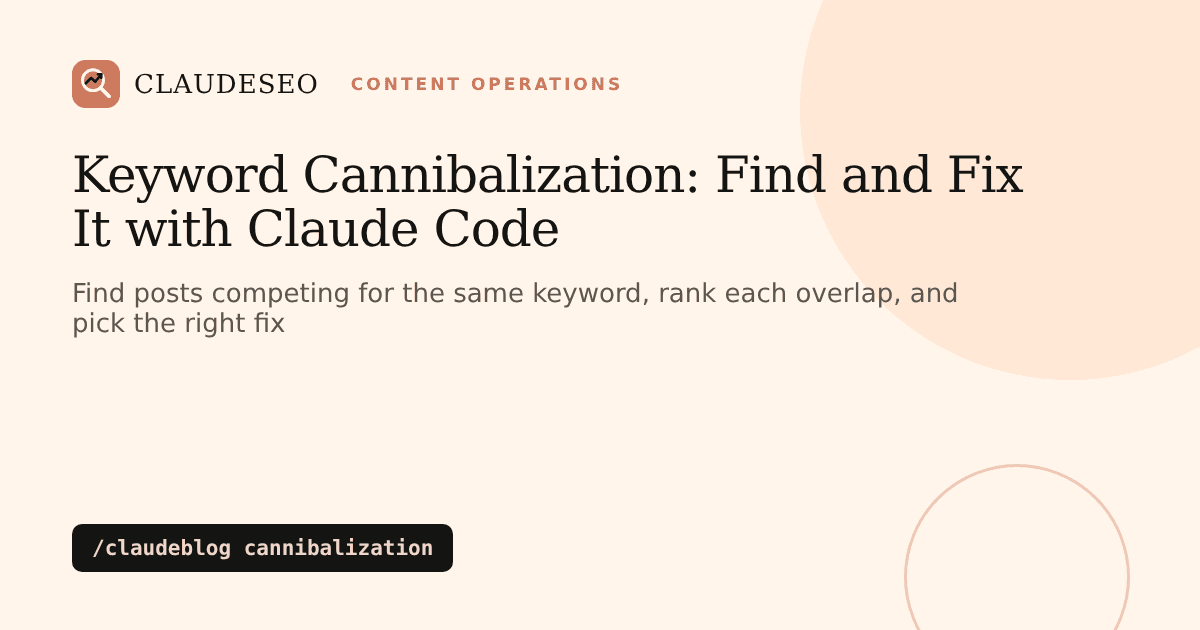 Keyword cannibalization with Claude Code: find blog posts competing for the same keyword with /claudeblog cannibalization