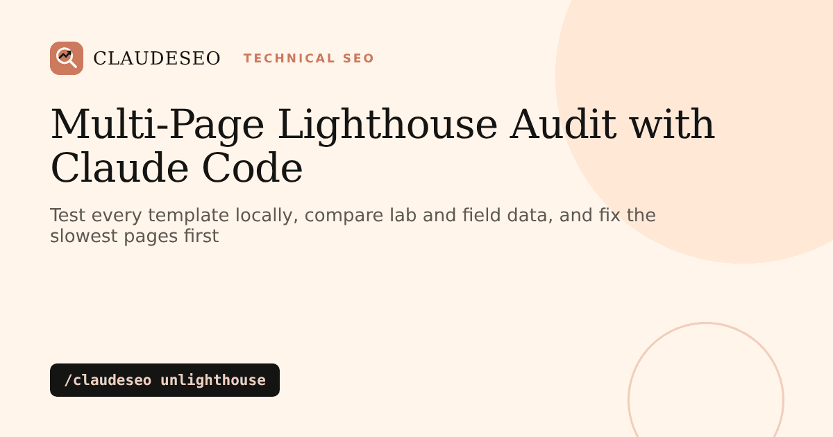 Multi-page Lighthouse audit with Claude Code: test every page template locally with /claudeseo unlighthouse