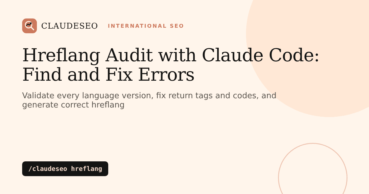 Hreflang audit with Claude Code: validate language versions and fix hreflang errors with /claudeseo hreflang