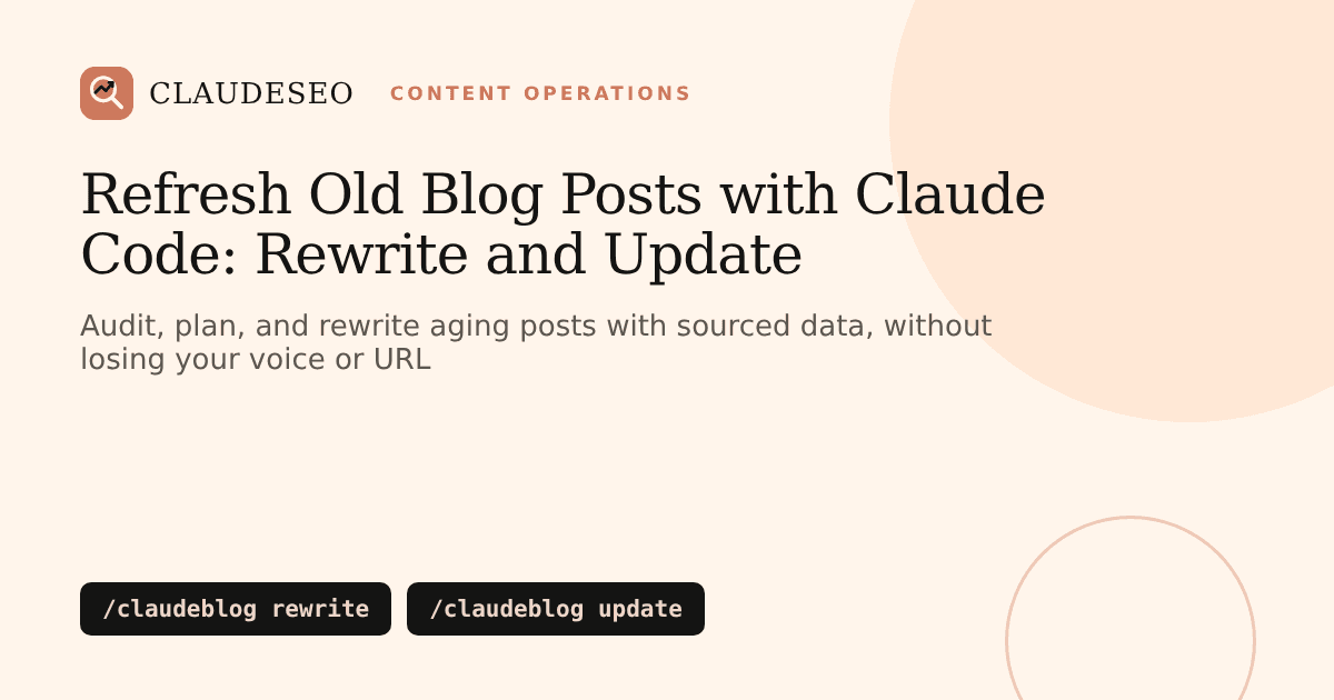 Refreshing old blog posts with Claude Code using the /claudeblog rewrite and /claudeblog update commands